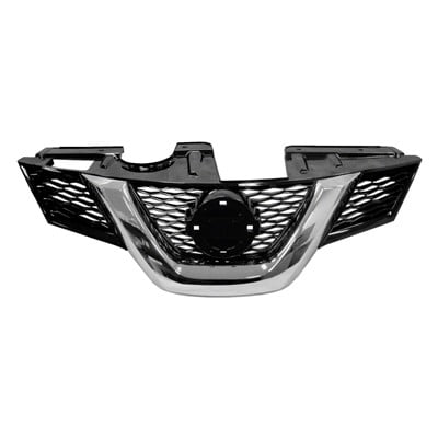 W/ Camera Hole Black W/ Chrome Molding for 2014 2015 Nissan Rogue Front Grille 